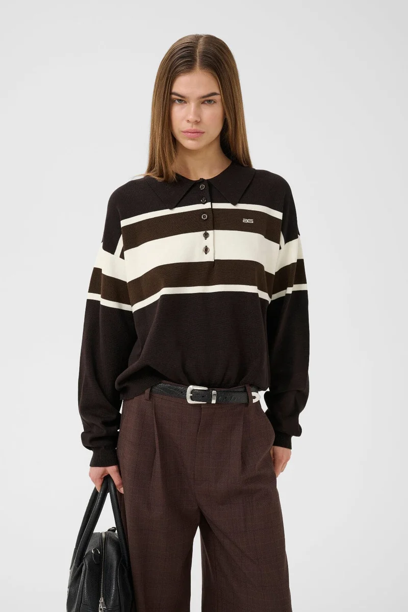 Gestuz - Gzalexu Polo Pullover 10911514 - 109932 - Ganache/Slate Black/Egret