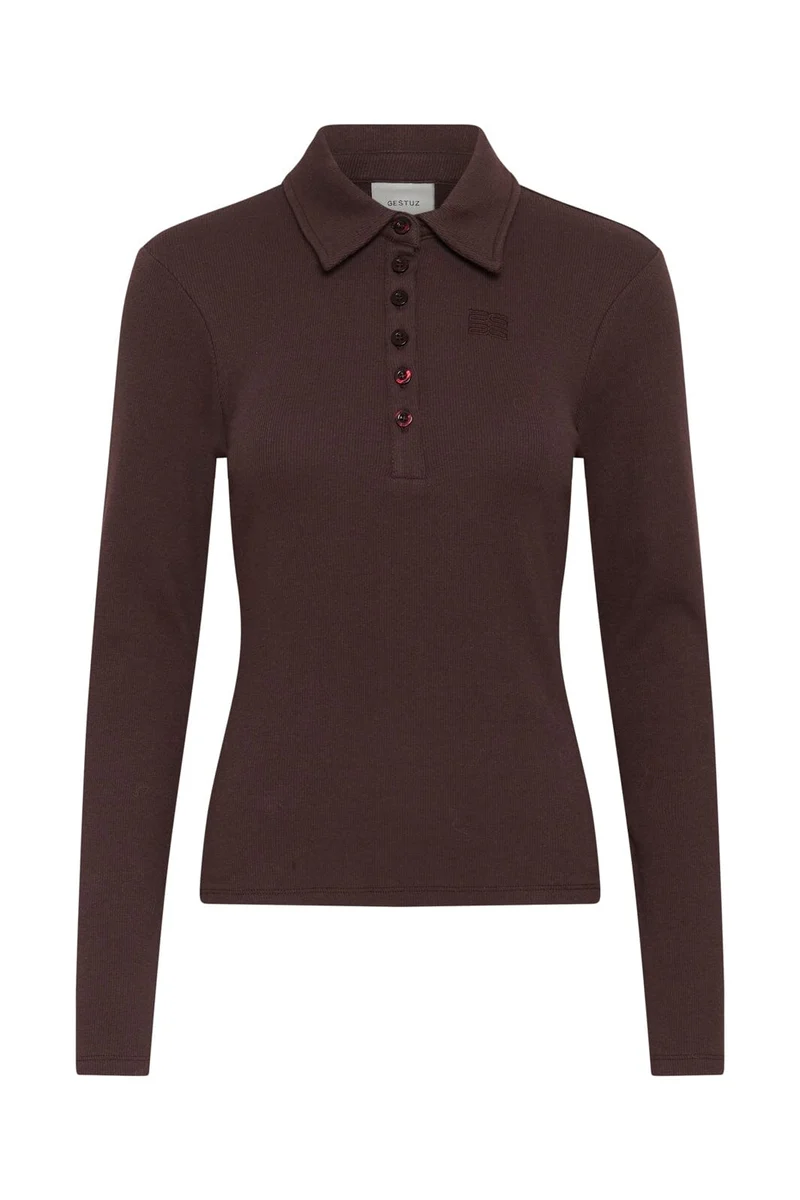 Gestuz - Gzdrew Ls Polo Top 10911272 - 109839 - Deep Plum