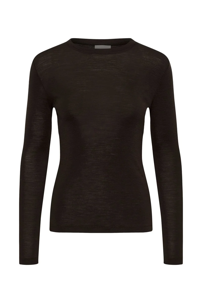 Gestuz - Gzninia Ls Wool Roundneck 10910696 - 191109 - Chocolate Torte