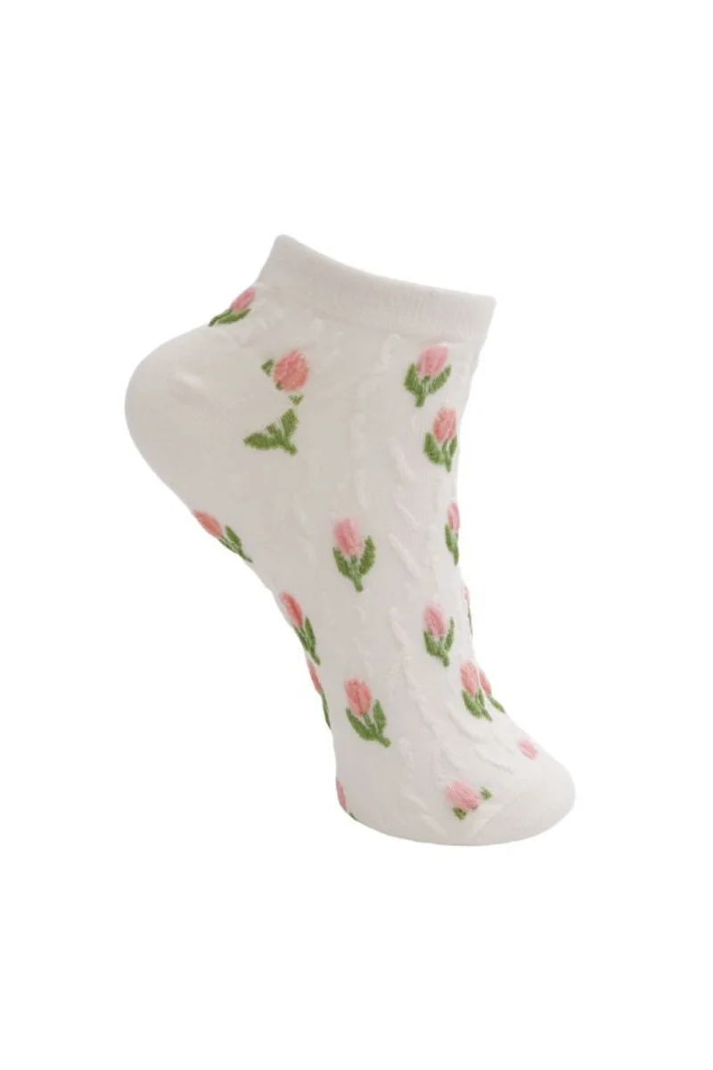 Black Colour - Bcphilomine Anclet Sock 8523 - Rose Flower