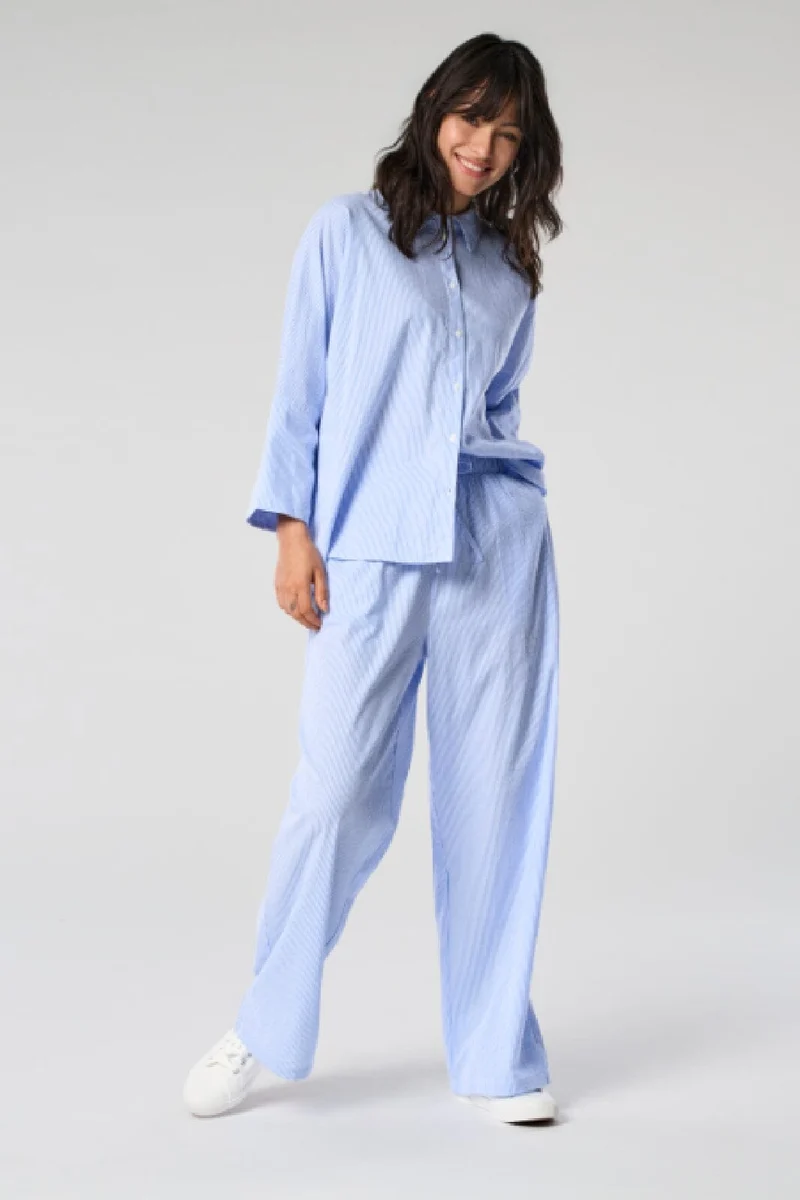 Only - Onlaugusta Pant 15303418 - 4313520 - Cloud Dancer Blue Stripes