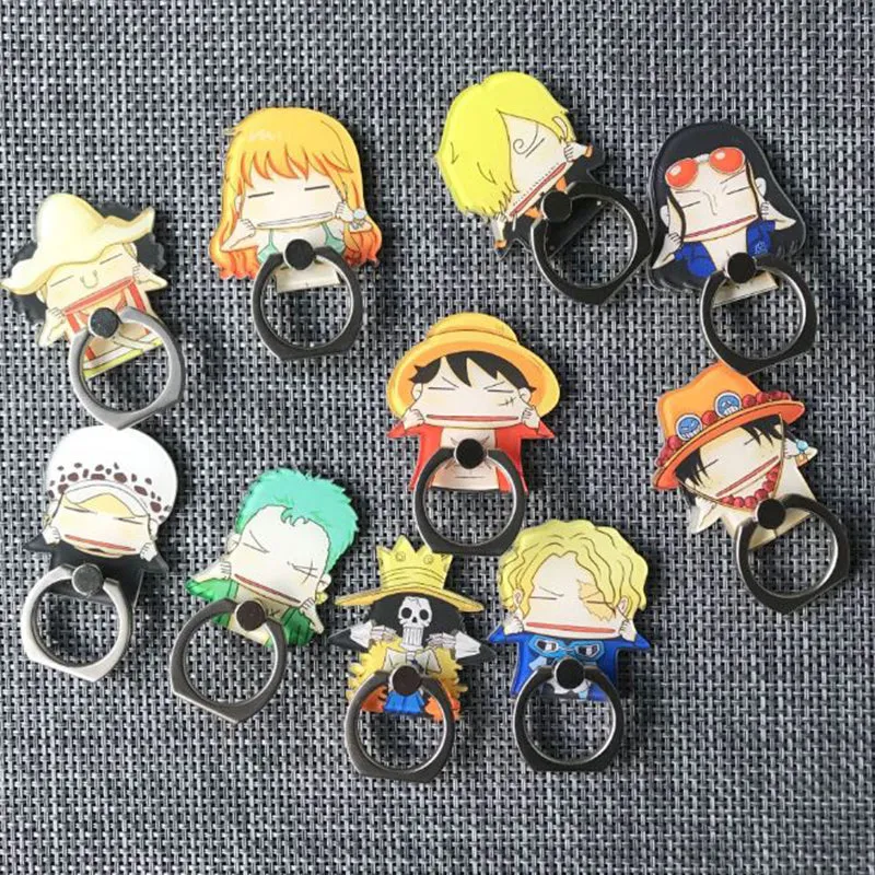 1 Pc Hot sale Japanese Anime Action Figures Toy One Piece Luffy 360 Degree Metal Finger Ring Holder Case for phone