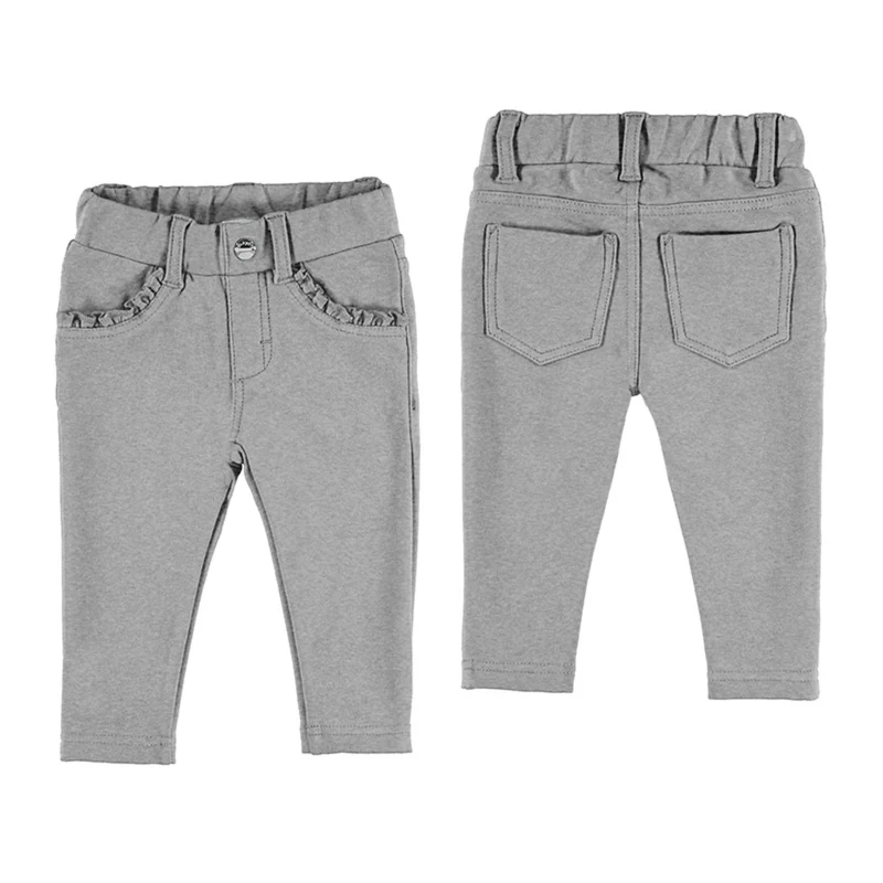 Mayoral Baby Girls Gray Fleece Ruffle Pocket Baby Pants