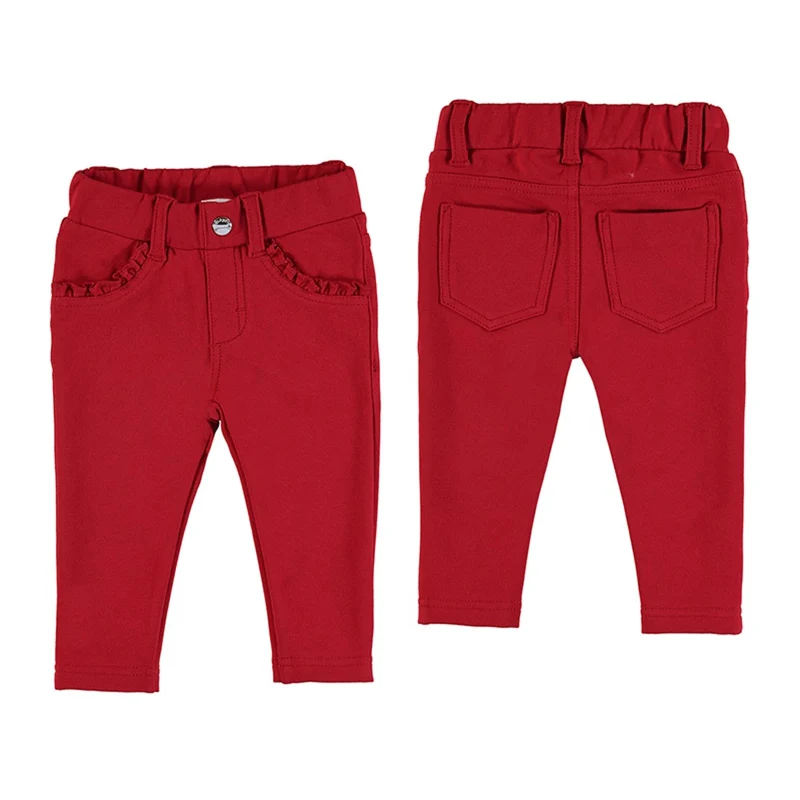 Mayoral Baby Girls Red Fleece Ruffle Pocket Baby Pants