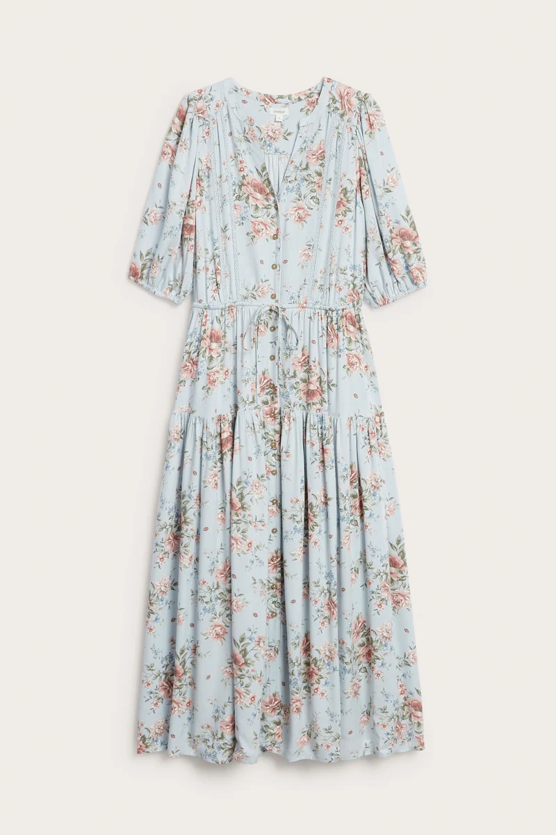Women's blue floral viscose dress