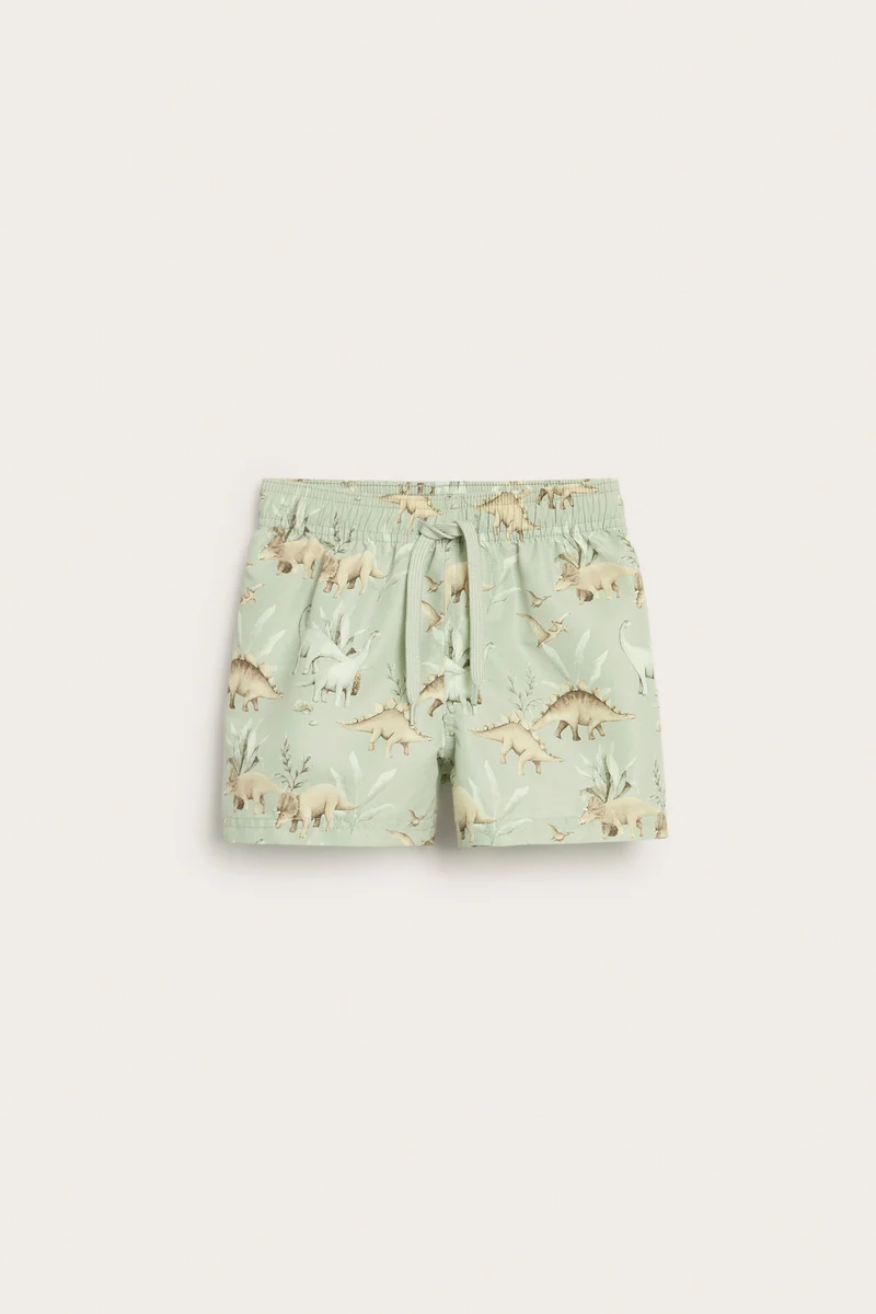 Baby & kids green swimming trunks with dinosaurs