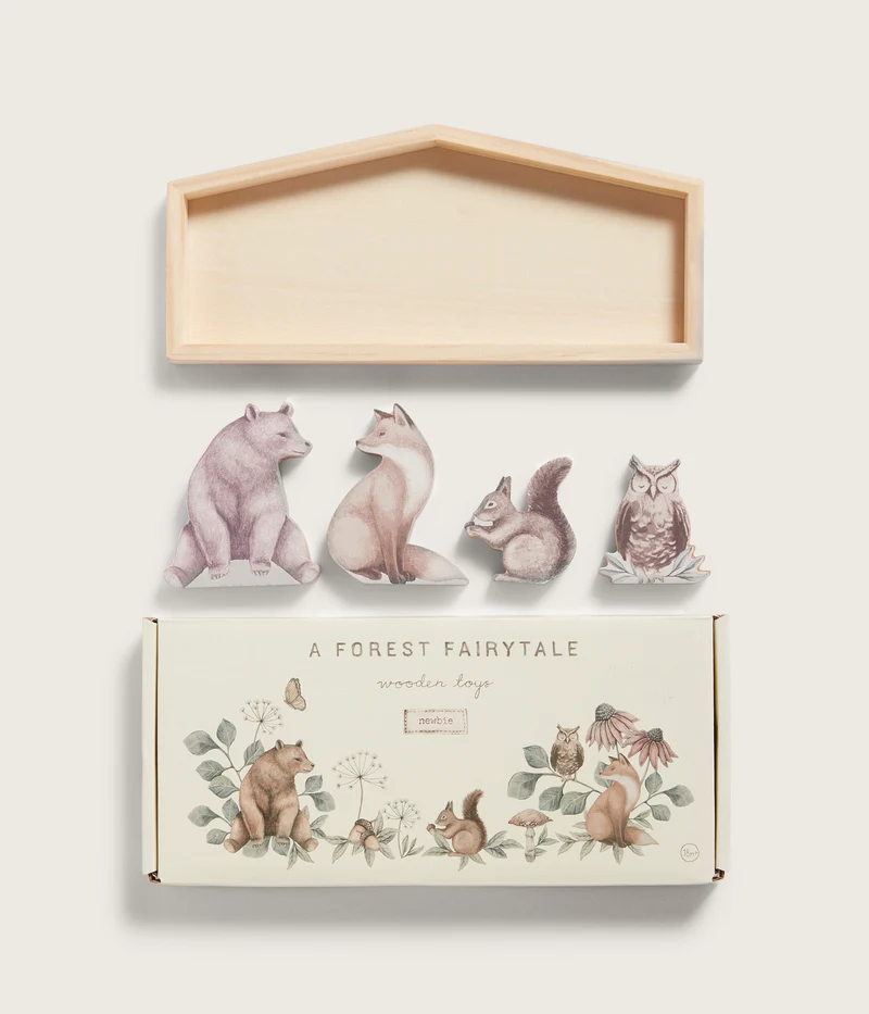 Wooden animal-shaped toys 4pk