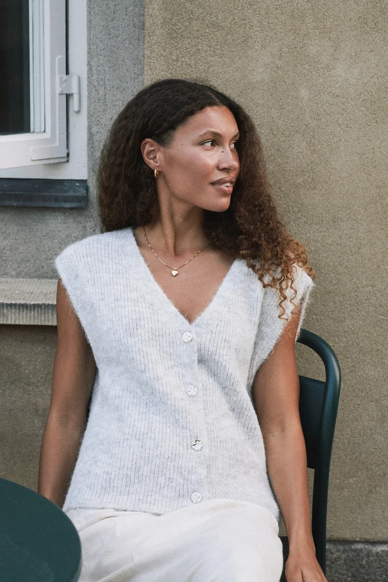 Neo Noir - Xandra Knit Vest 169152 - 131 - Light Grey