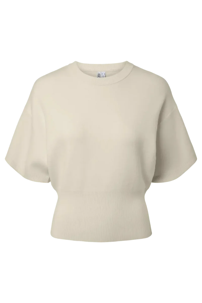 Pieces - Pcjassy Ss O-Neck Waist Knit - 5194313 Birch