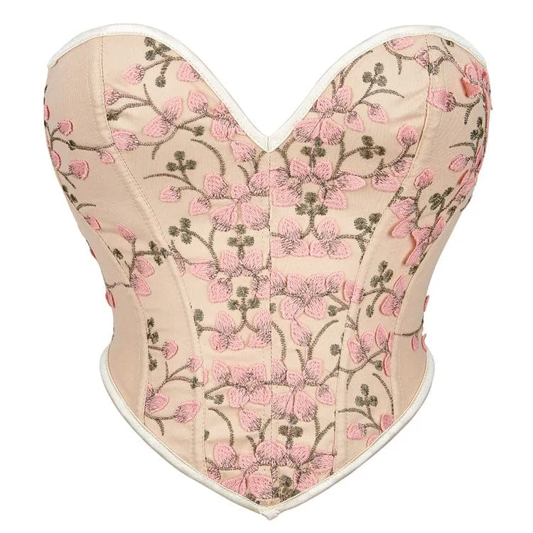 Korsett i gotisk stil för kvinnor med broderade blommor