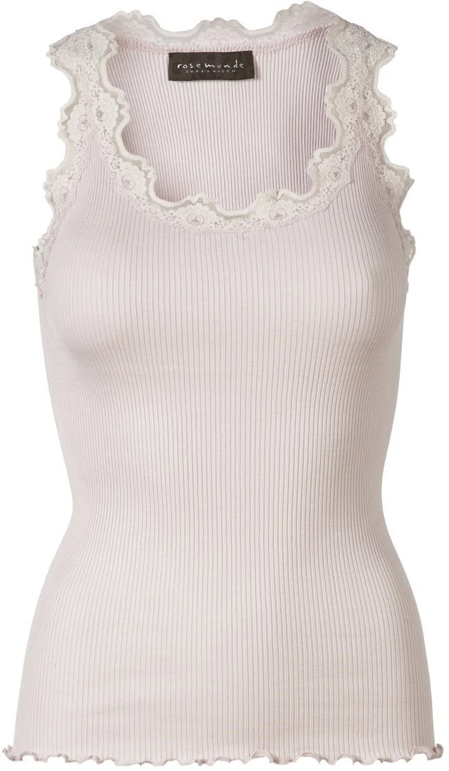 Rosemunde - Silk Top Regular w/ Vintage Lace - Soft Rose