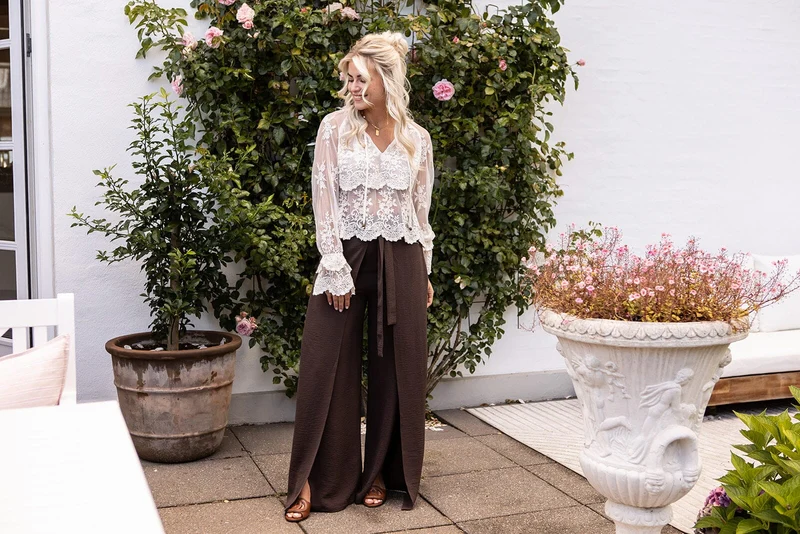 Molly&My X Melanie Due - Carina D Soft Pants 170149 - 676 - Dark Brown