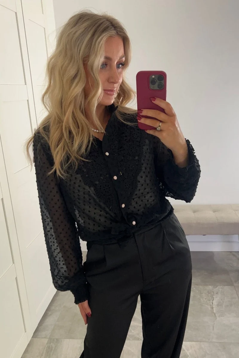Dear Molly - Leah Lace Shirt 137099B - Black