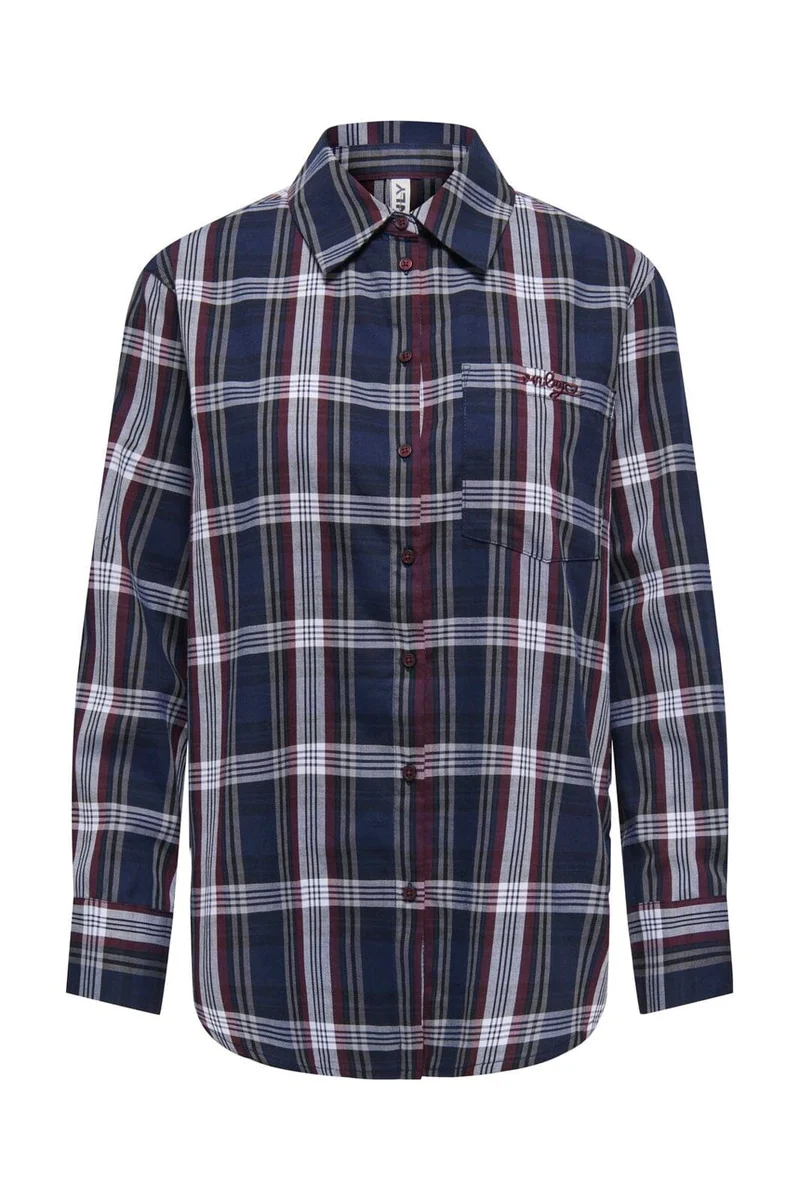 Only - Onlsurani L/S Check Emb Shirt - 5080451 Navy Blazer Red Notes