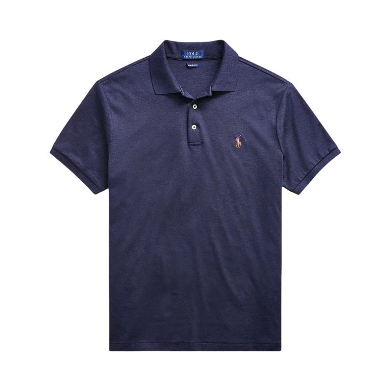 Custom Slim Fit Soft Cotton Polo Shirt - Spring Navy Heater