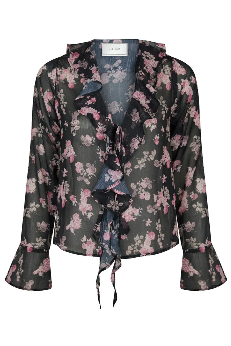 Neo Noir - Anika Marigold Print Blouse 165527 - 702 - Dark Navy