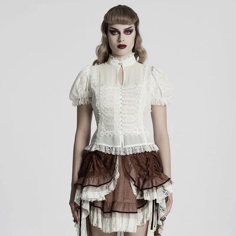 Gothic puffärmad spetsskjorta för damer