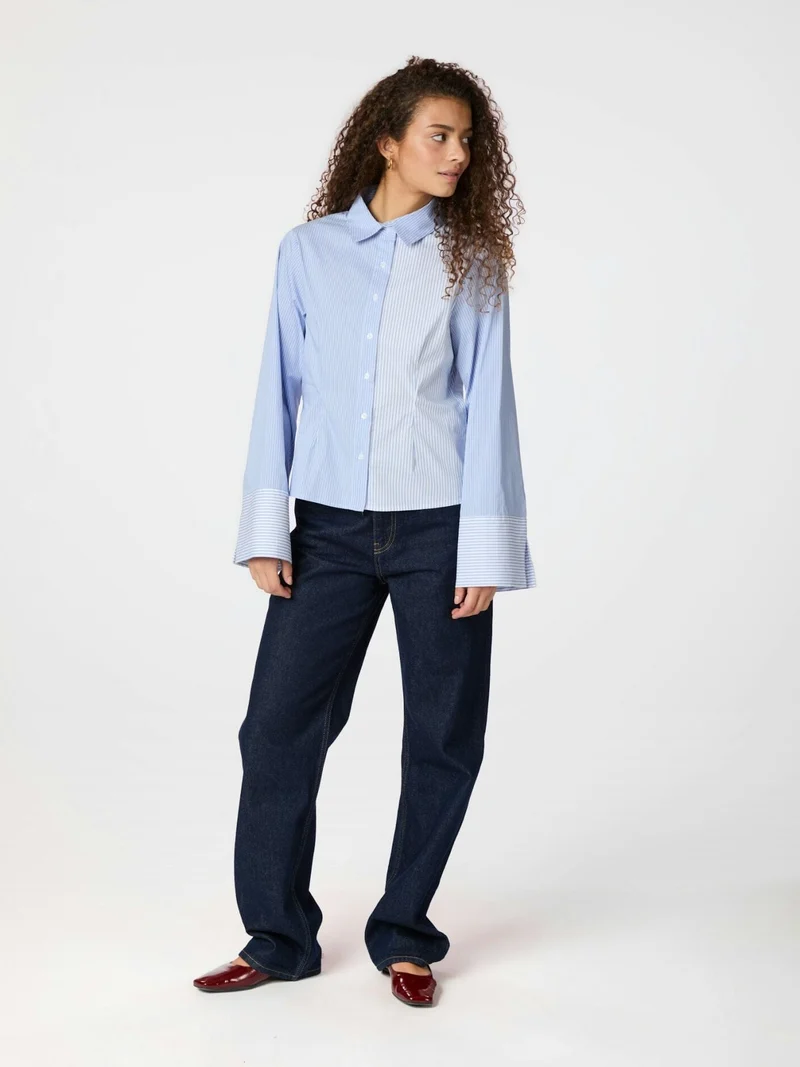Neo Noir - Rosa Mix Stripe Shirt 164481 - 145 - Light Blue