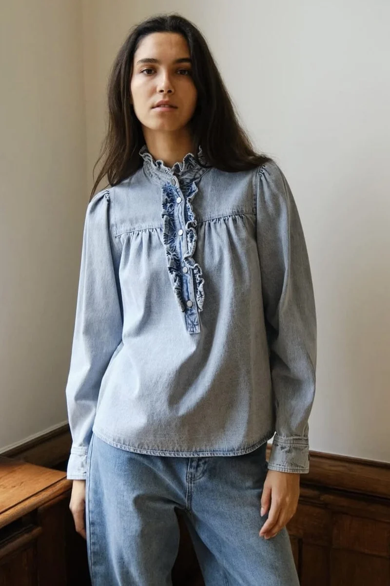 Neo Noir - Justine Denim Shirt 161903 - 145 - Light Blue