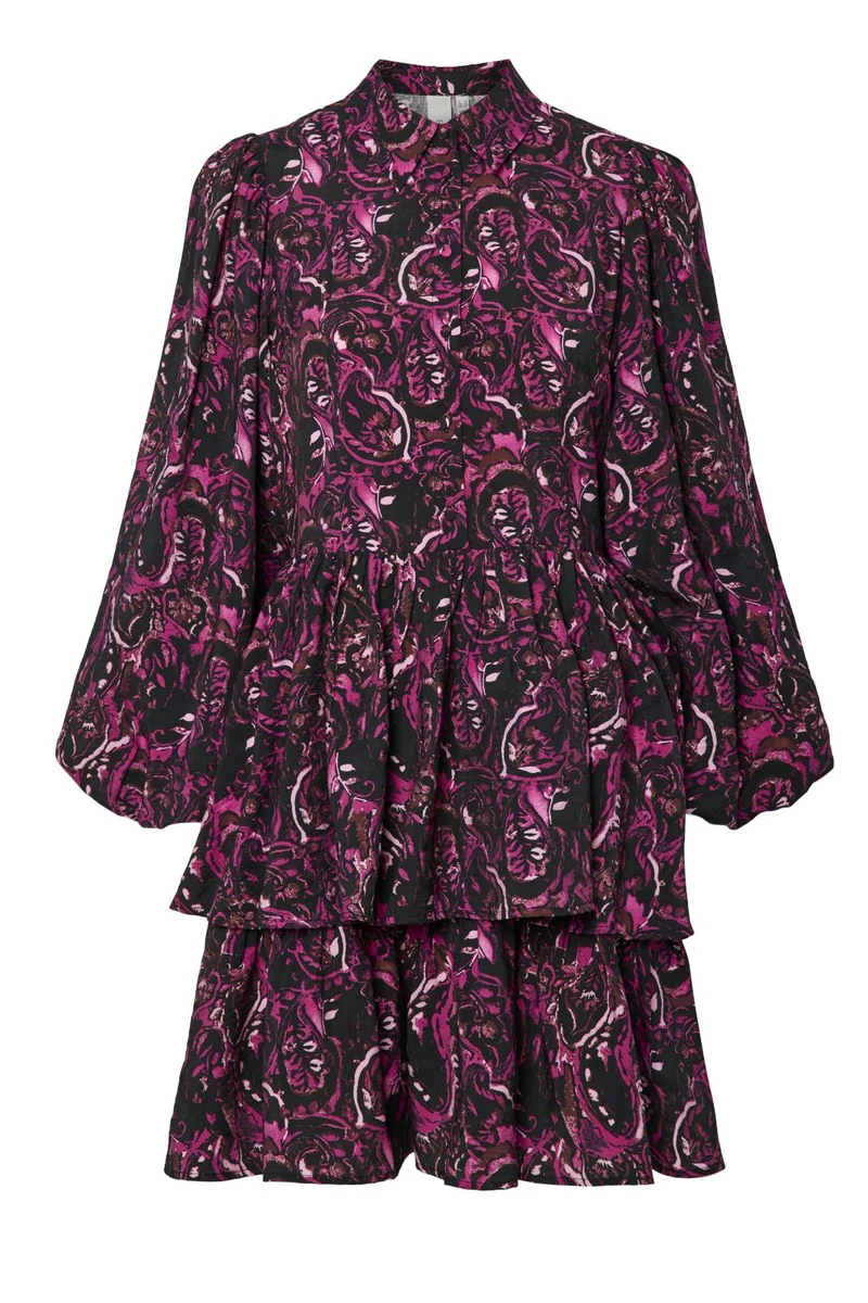 YAS - Yasisa Ls Shirt Dress - 4773116 Black Pink Petita Print