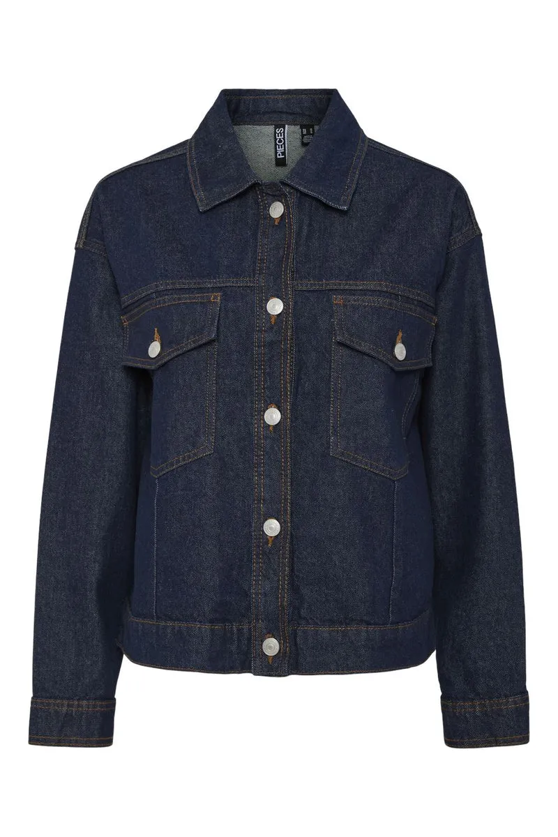 Pieces - Pcelma Denim Jacket - 4651326 Dark Blue Denim Rinse Wash