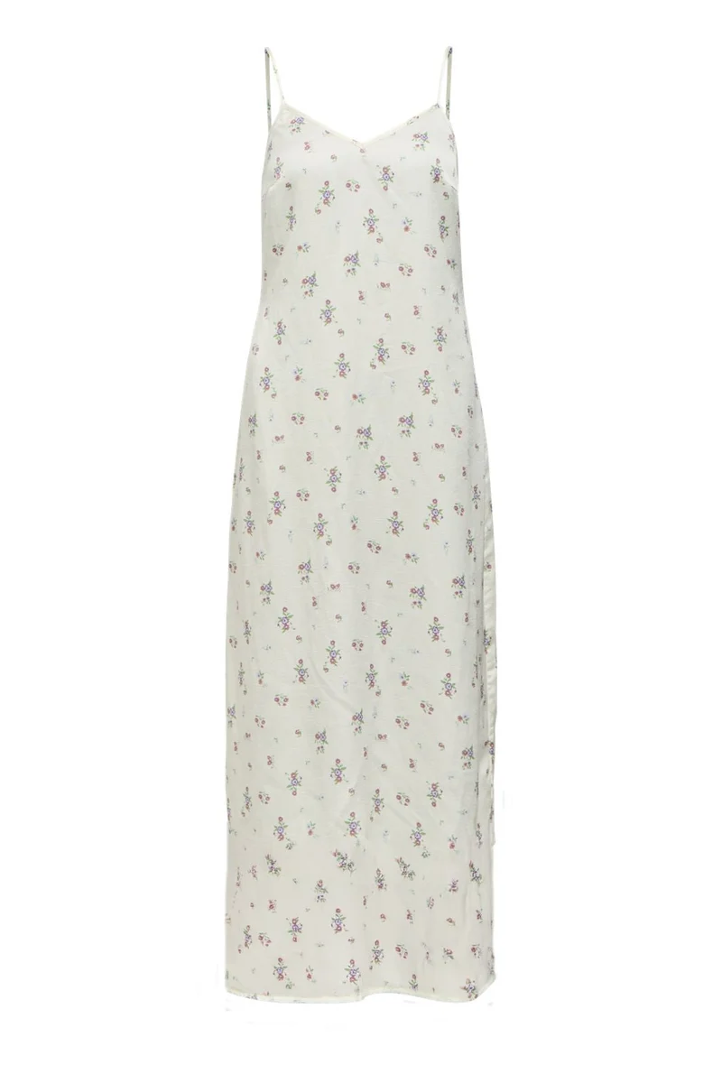 Object - Objanna Reg. Maxi Slip Dress - 5145939 Cloud Dancer Flowers