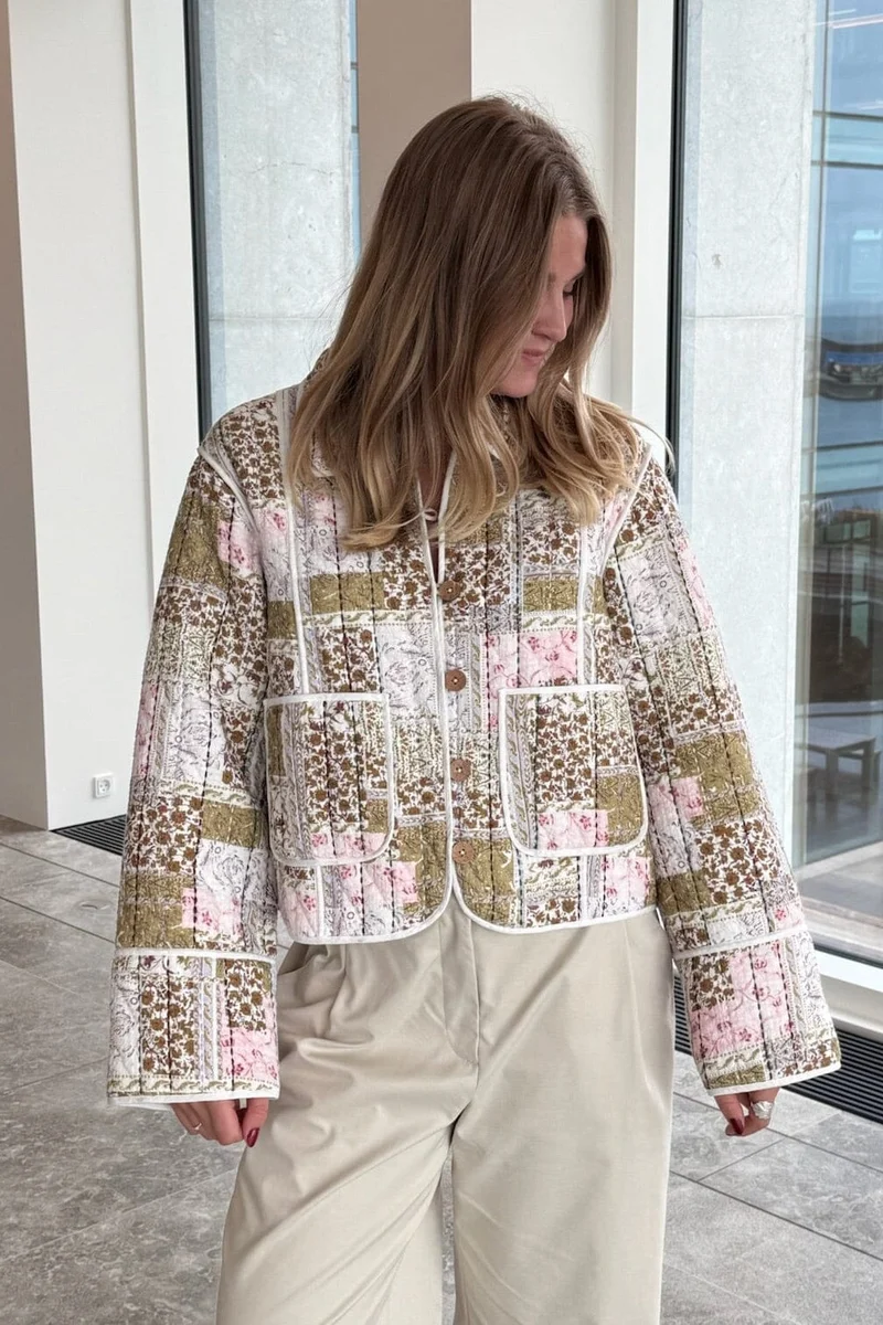 YAS - Yaslori Ls Quilted Jacket Fest - 5057018 Mango Mint W. Lori Print