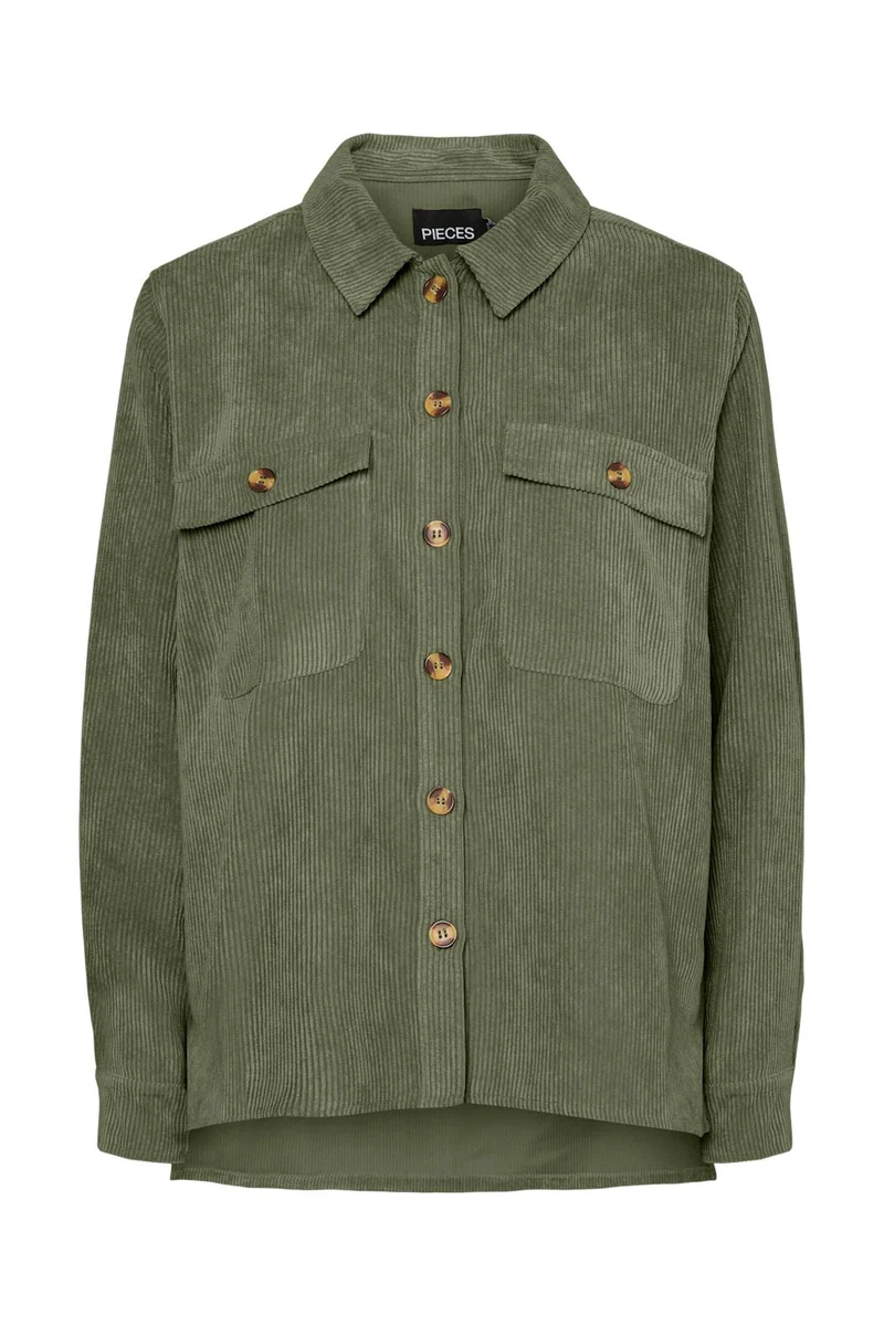 Pieces - Pceffi Ls Corduroy Shirt - 3969495 Olivine