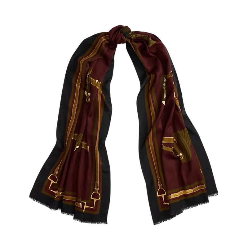 Eqstrn Rbn Wool Scarf Wrap - 001 Pinot Noir