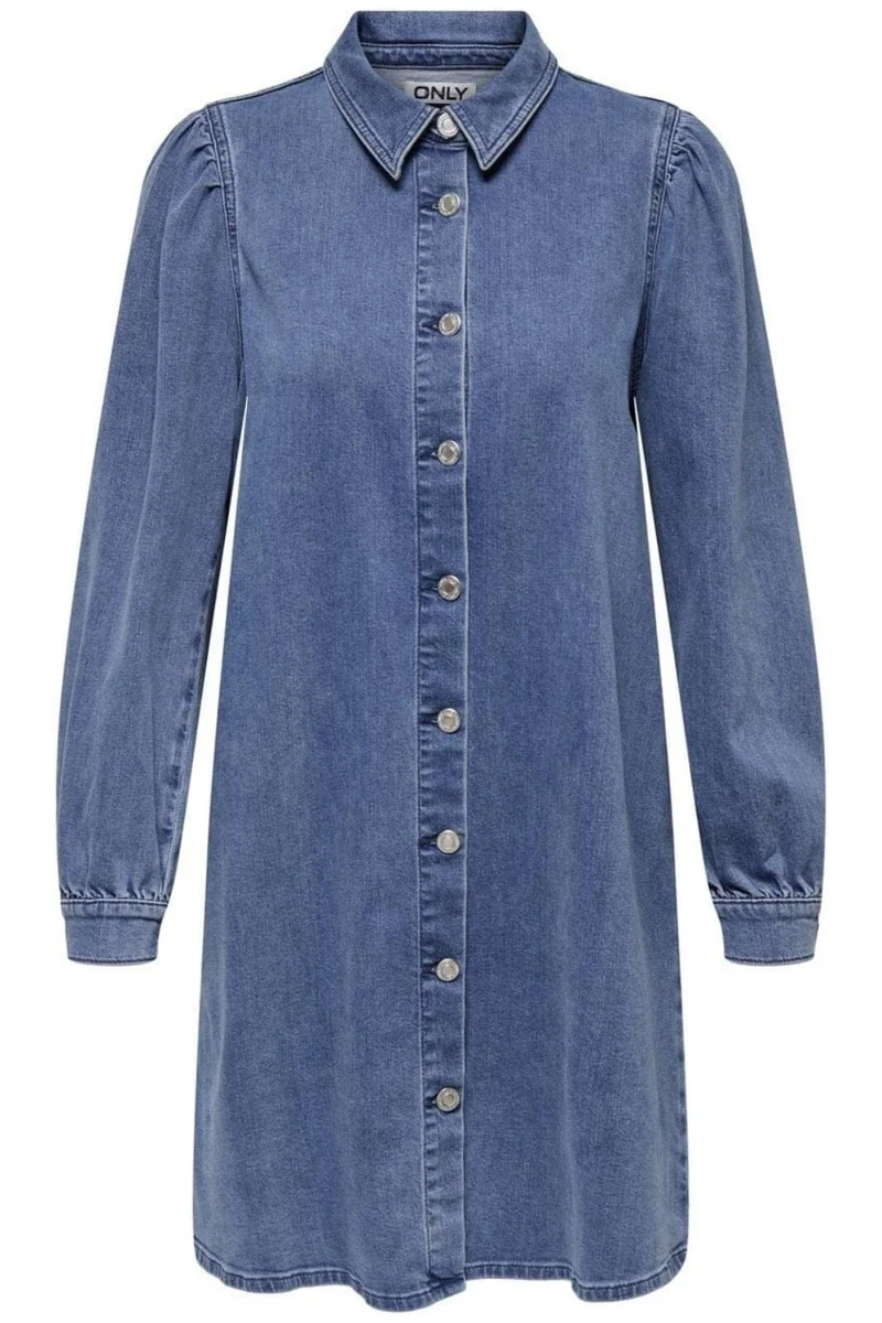 Only - Onlalma L/S Dress Cro - 4724084 Medium Blue Denim