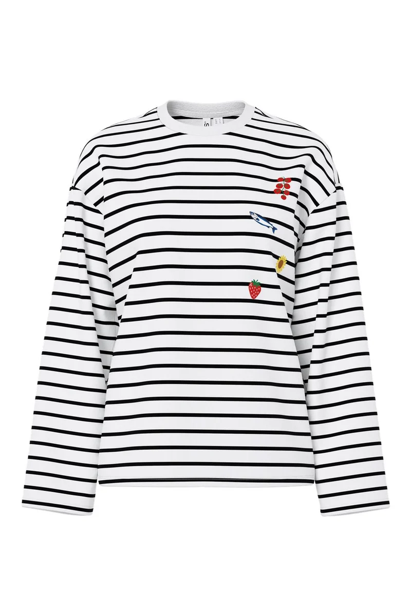 Pieces - Pcsadie Ls Emb Tee - 5130941 Cloud Dancer Patches