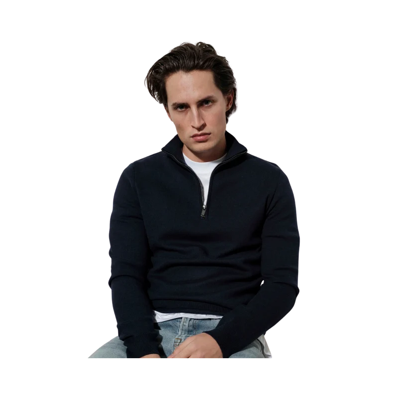 Leo Half Zip Knit - Navy