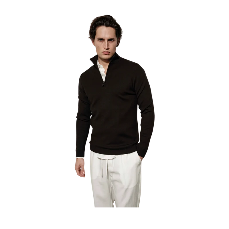 Leo Half Zip Knit - Black