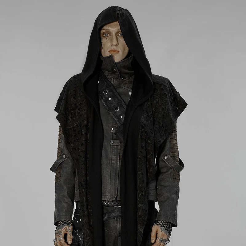 Gothic Irregular Ripped Scarf för män med huva