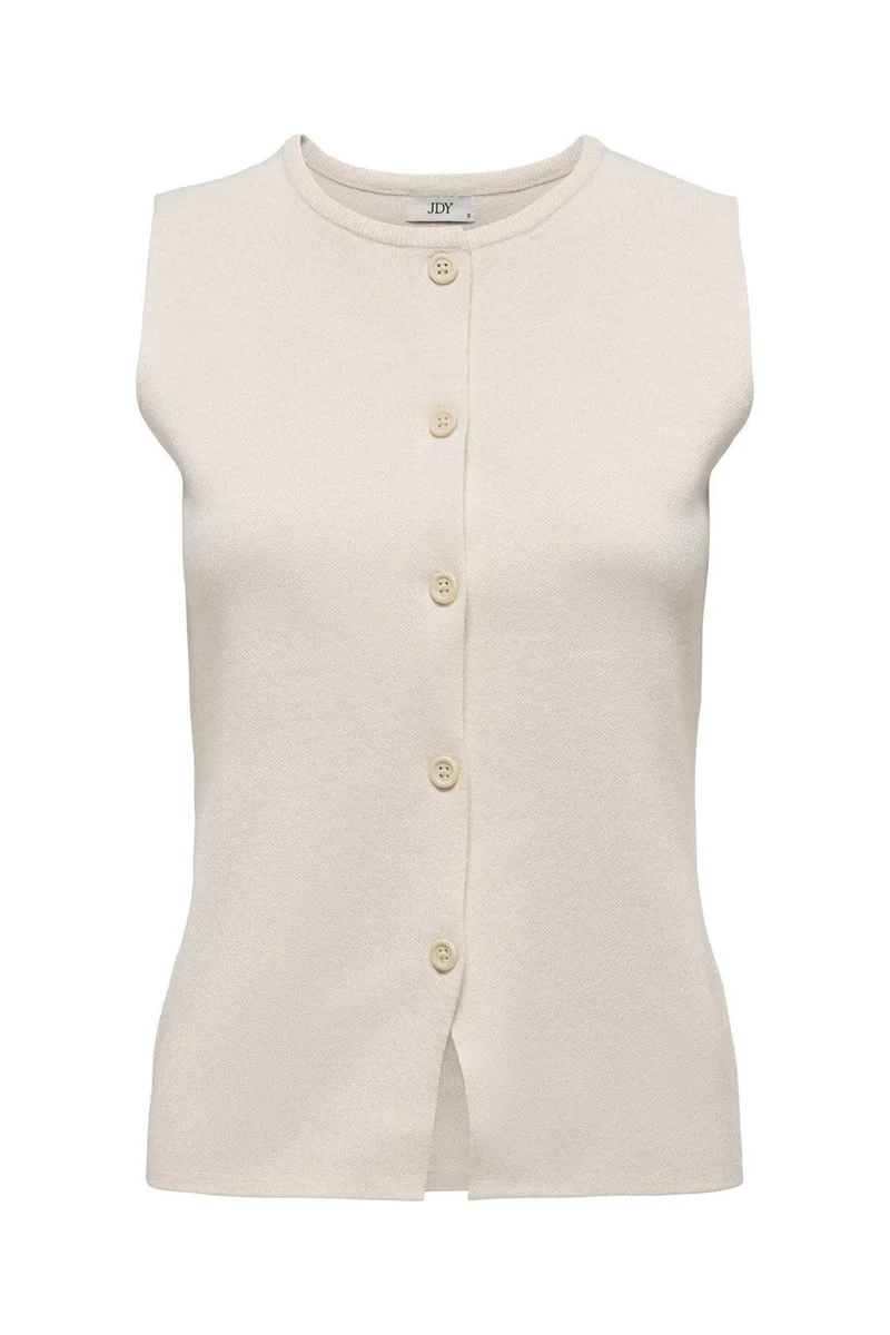 JDY - Jdyprime Life S/L On Fitted Vest Knt - 4875928 Whitecap Gray