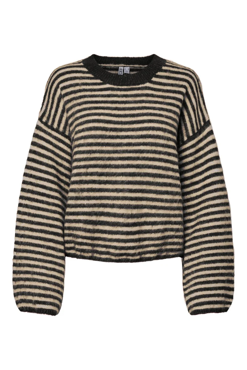 Pieces - Pcada Ls O-Neck Knit - 5075545 Asphalt Cloud Dancer