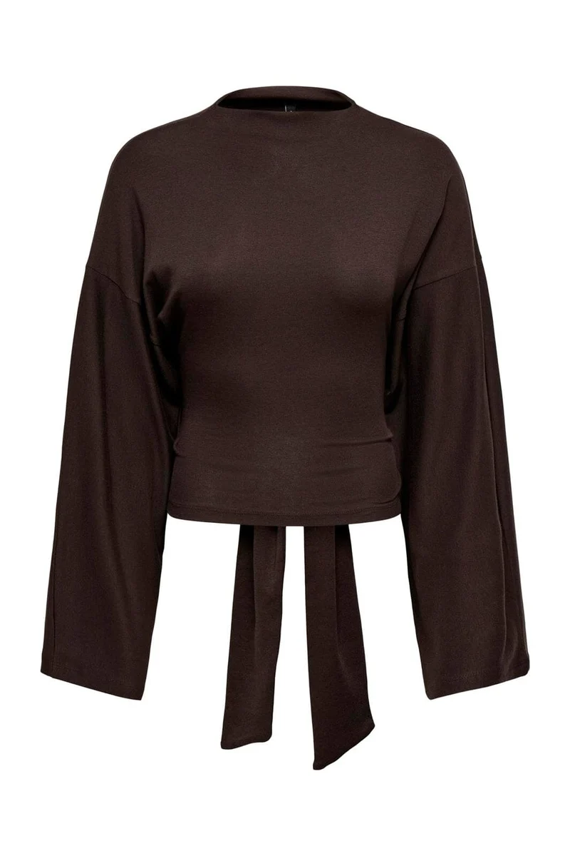 Only - Onlestrid L/S Tie Top - 5113937 Coffee Bean