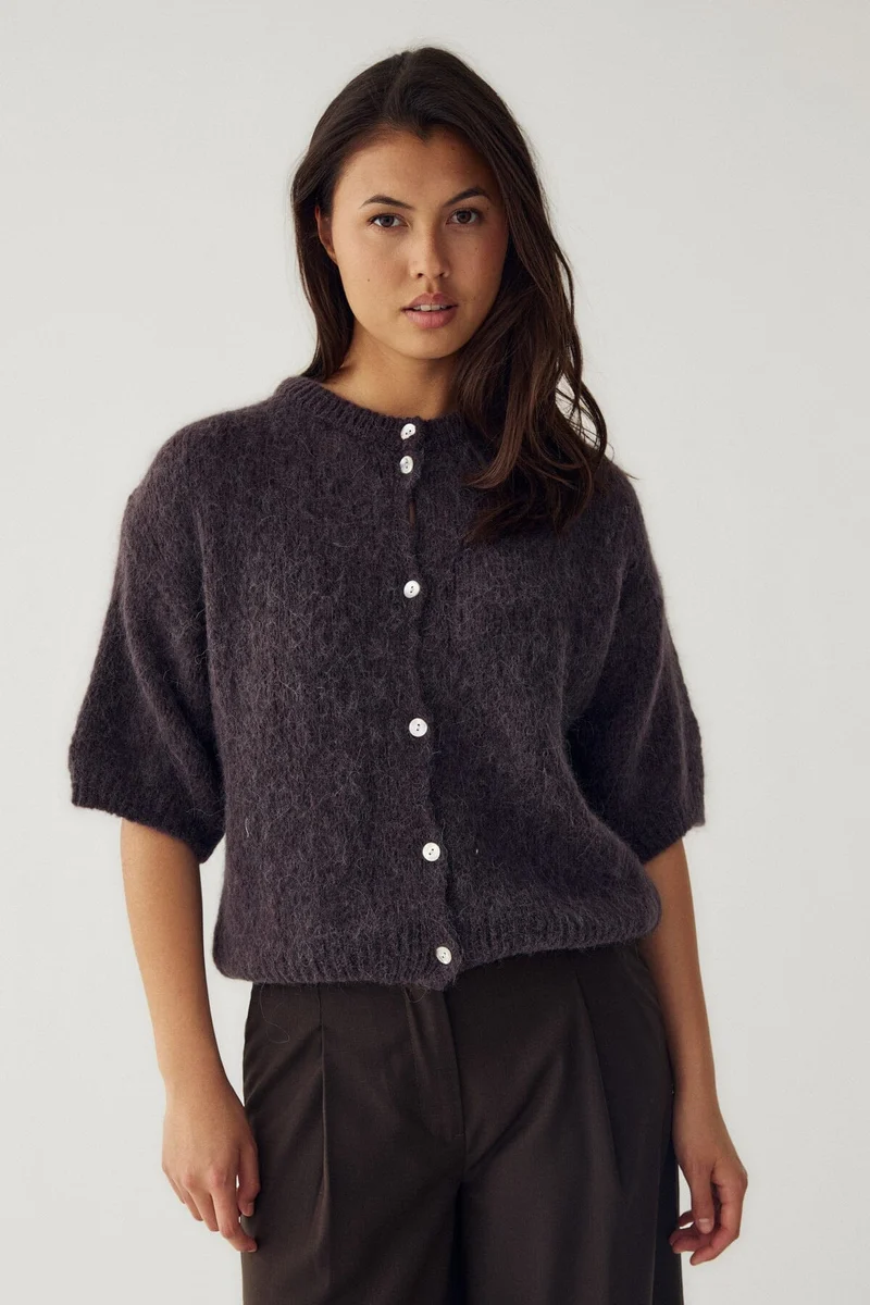 Noella - N-Kae Ss Knit Cardigan 15950003 - 674 - Chocolate