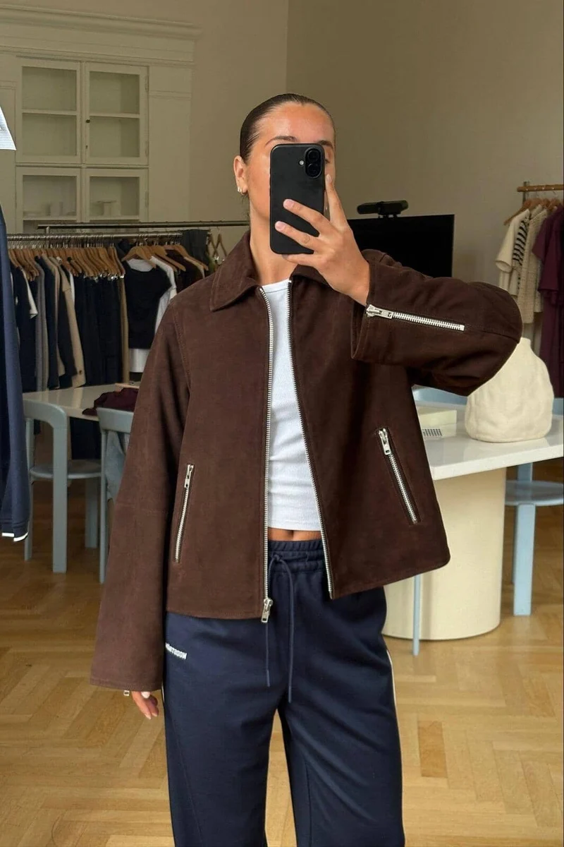 Modström - Nimamd Suede Jacket 59123 - 5508 - Seal Brown