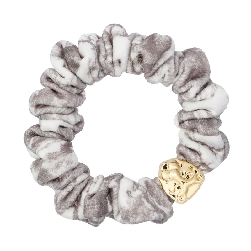 Velvet Mini Scrunchie - Warm Taupe Savannah Pattern