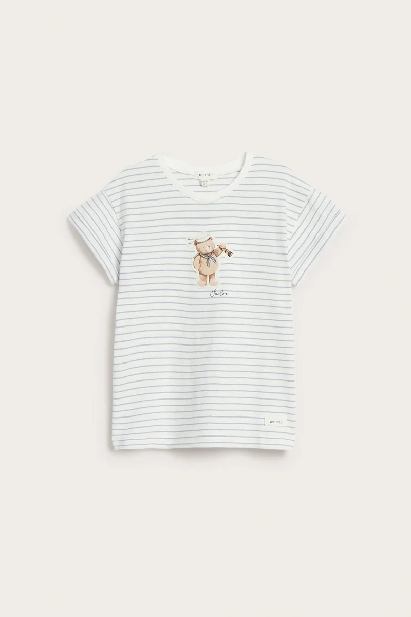 Kids striped t-shirt with teddy appliqué