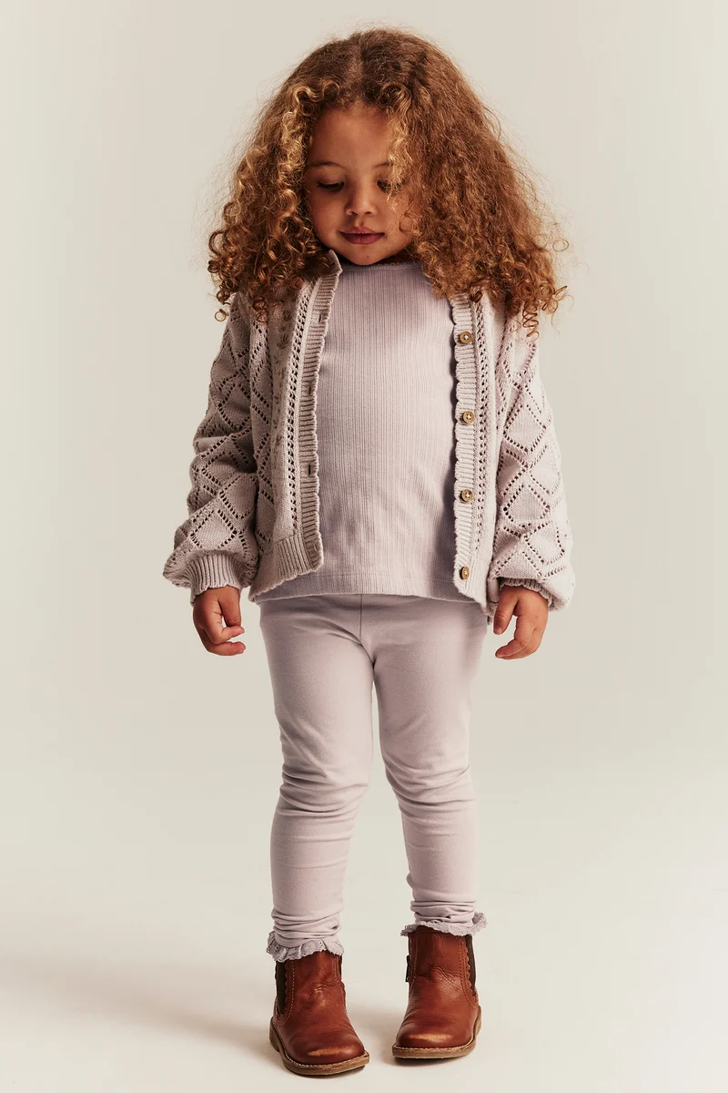 Kids' purple basic leggings with lace