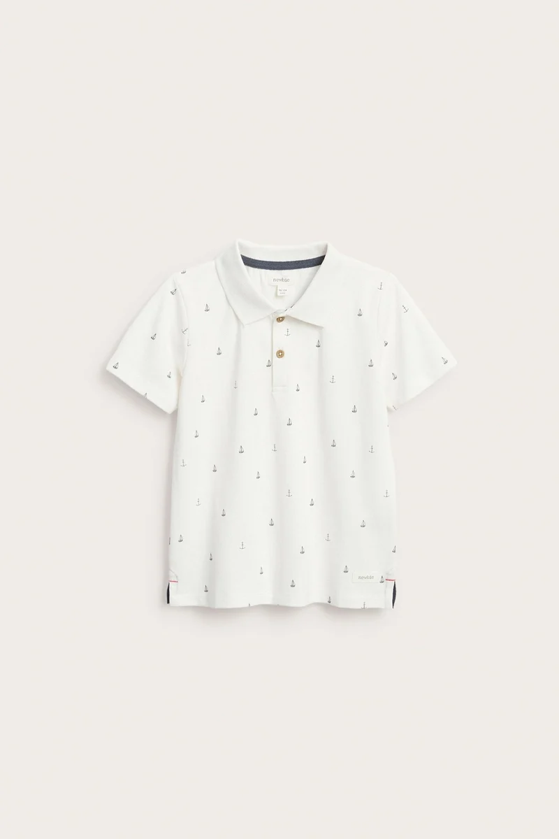 Kids short-sleeved polo shirt with sailboats
