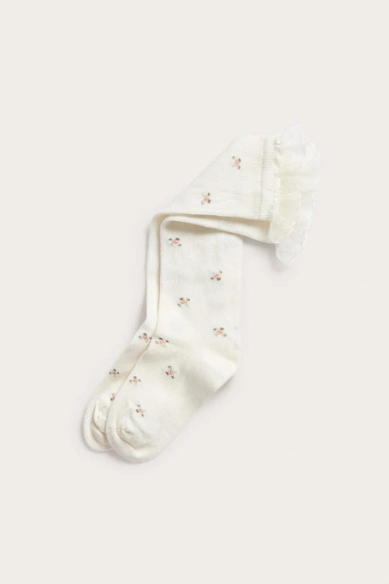 Kids floral knee-high socks with ruffle