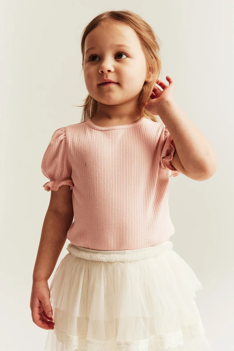 Baby & kids pink short‑sleeve puff top