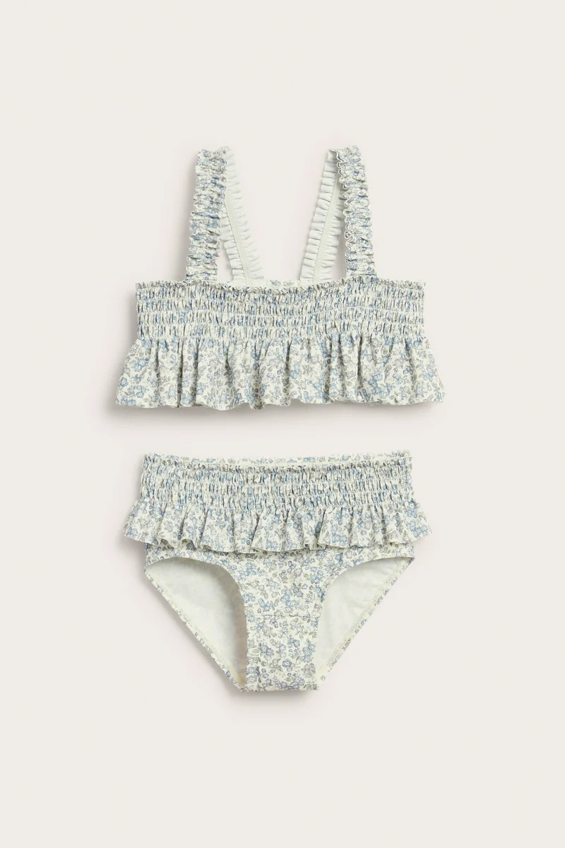 Baby & kids floral bikini with smock and frill