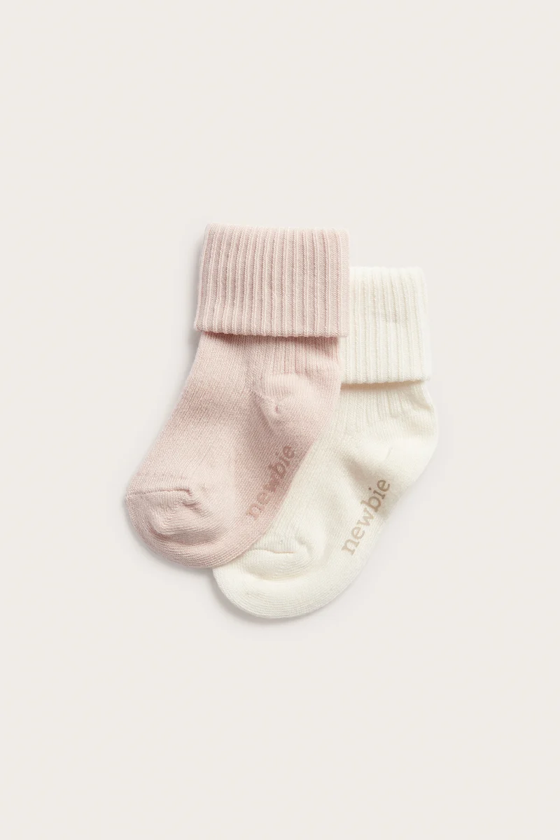 Baby pink ribbed socks 2-pack