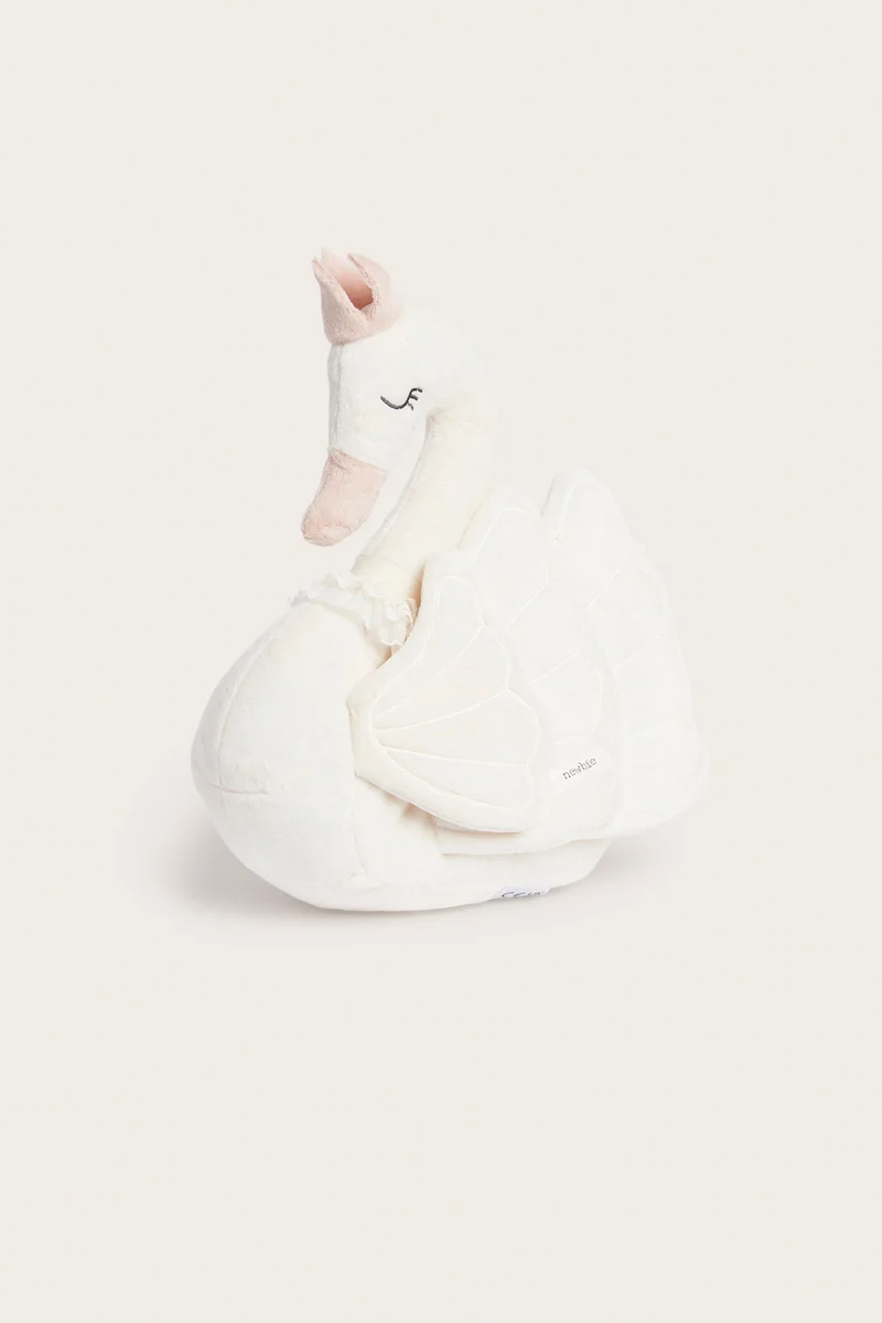 Swan‑shaped white cushion with crown