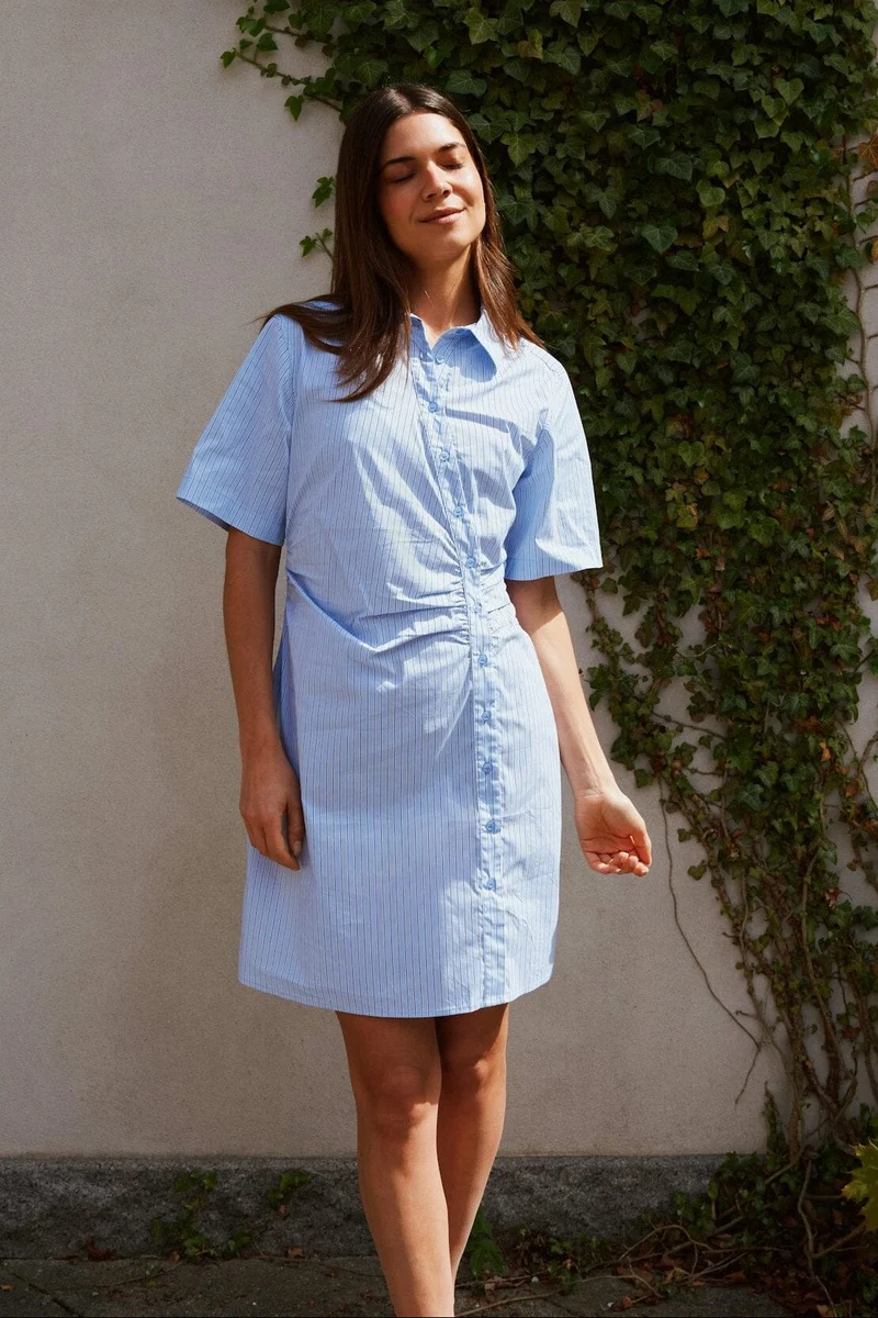 Neo Noir - Jas Stripe Shirt Dress 169489 - 145 - Light Blue