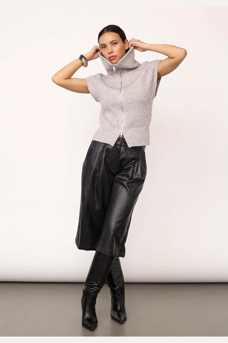 Co´Couture - Rowcc Zip Knit Vest 500028 - 65006 - Grey Melange